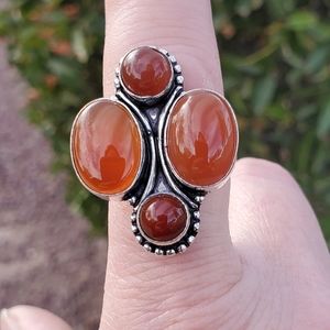 New Carnelian 925 Silver Statement Ring.